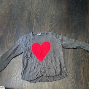 Wooden Ships Gray Sweater with Red Heart